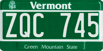 VT license plate ZQC745