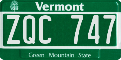 VT license plate ZQC747