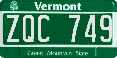 VT license plate ZQC749