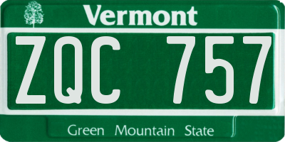 VT license plate ZQC757