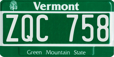 VT license plate ZQC758