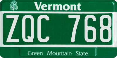 VT license plate ZQC768
