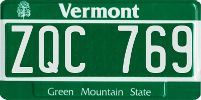 VT license plate ZQC769