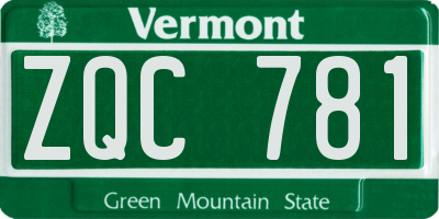 VT license plate ZQC781
