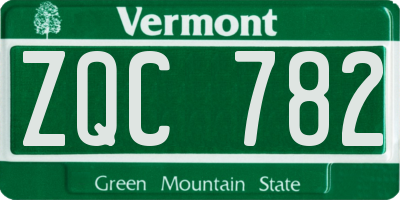 VT license plate ZQC782