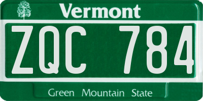 VT license plate ZQC784