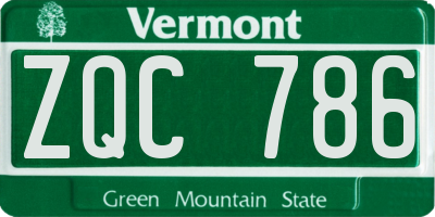 VT license plate ZQC786