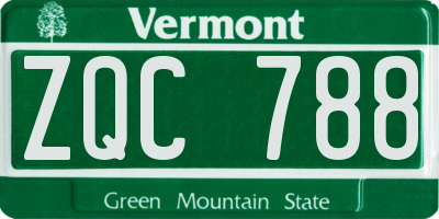 VT license plate ZQC788