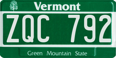 VT license plate ZQC792