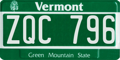 VT license plate ZQC796
