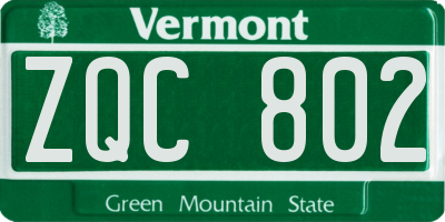 VT license plate ZQC802