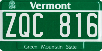VT license plate ZQC816