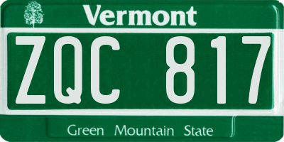 VT license plate ZQC817