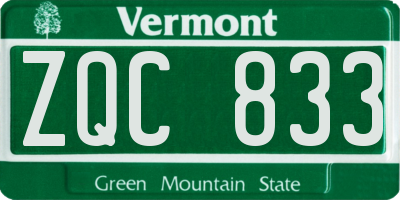 VT license plate ZQC833