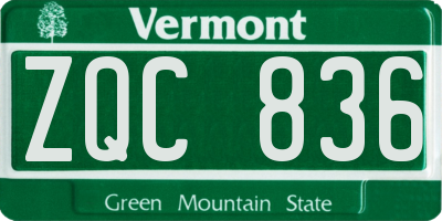 VT license plate ZQC836