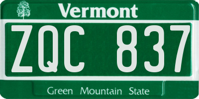 VT license plate ZQC837