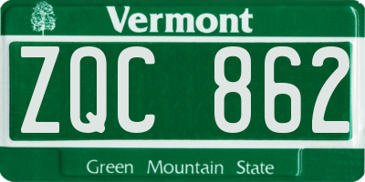 VT license plate ZQC862