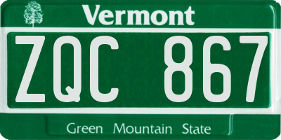 VT license plate ZQC867