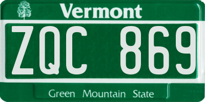 VT license plate ZQC869