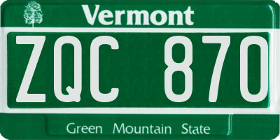 VT license plate ZQC870