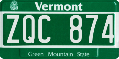 VT license plate ZQC874