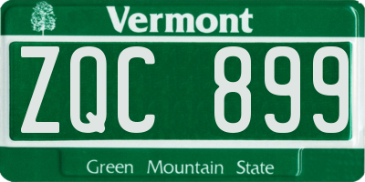 VT license plate ZQC899