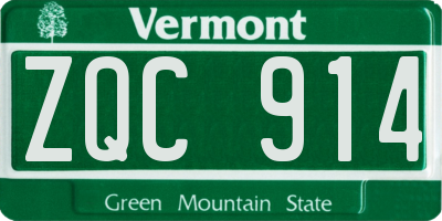 VT license plate ZQC914