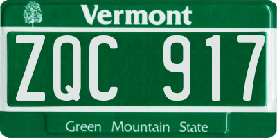 VT license plate ZQC917