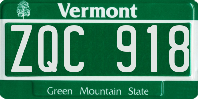 VT license plate ZQC918