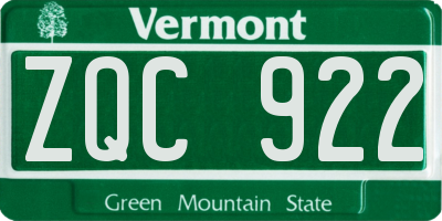 VT license plate ZQC922
