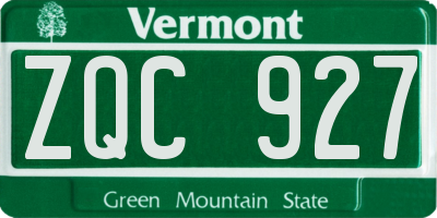 VT license plate ZQC927