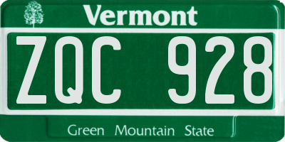 VT license plate ZQC928