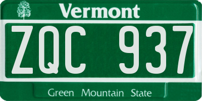 VT license plate ZQC937