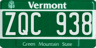 VT license plate ZQC938