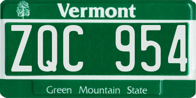 VT license plate ZQC954