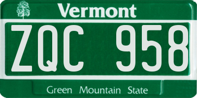 VT license plate ZQC958