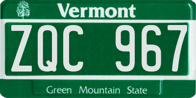 VT license plate ZQC967