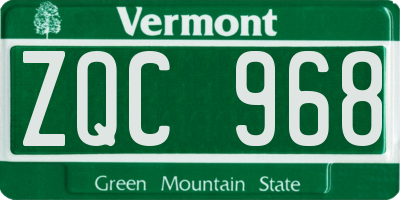VT license plate ZQC968
