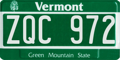VT license plate ZQC972