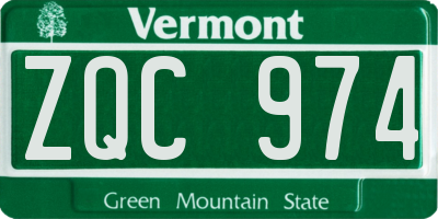 VT license plate ZQC974