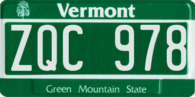 VT license plate ZQC978