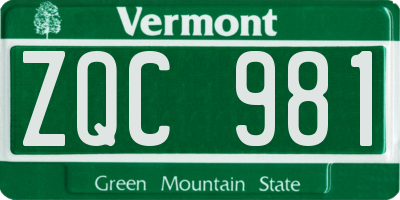 VT license plate ZQC981