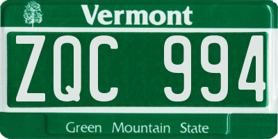 VT license plate ZQC994