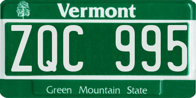 VT license plate ZQC995