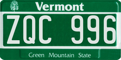 VT license plate ZQC996