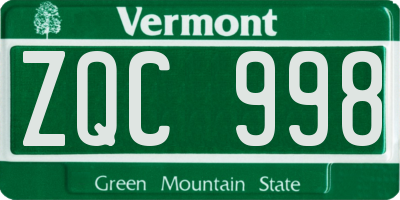 VT license plate ZQC998
