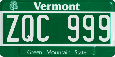 VT license plate ZQC999
