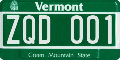 VT license plate ZQD001