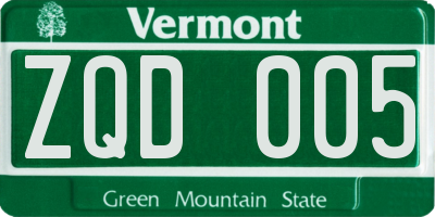 VT license plate ZQD005