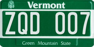 VT license plate ZQD007